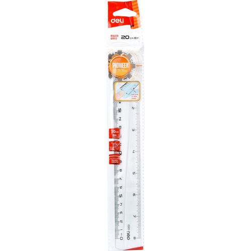 Règle DELI Pioneer en plastique 20 cm/ 8 in