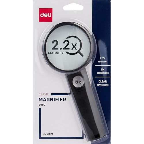 Loupe DELI 9090 double lentille 70mm x2.2 + x5
