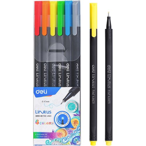 Deli Linkus FineLiner Q900 6 couleurs 0.45mm