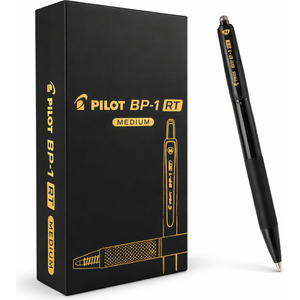Stylo à bille rétractable Pilot BP-1 RT pack de 12 pcs - Noir