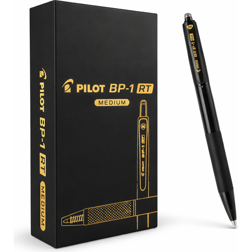 Stylo à bille rétractable Pilot BP-1 RT pack de 12 pcs - Noir