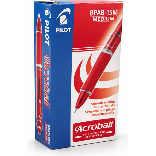 Stylo à bille rétractable Pilot Acroball BPAB-15M pack de 12pcs - Rouge