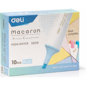 Surligneurs Deli HIGHLIGHTER S621S pack de 10pcs - Bleu Pastel
