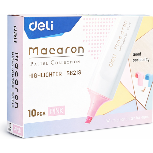 Surligneurs Deli HIGHLIGHTER S621S pack de 10pcs - Rose Pastel