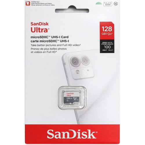 Carte mémoire SanDisk Ultra 128 Go microSDXC 100Mbps A1 CL10