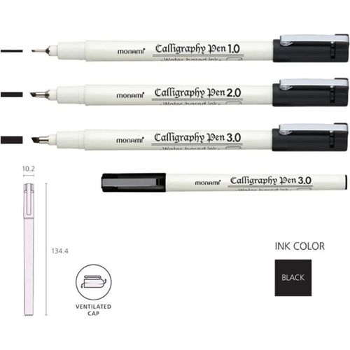 Stylo Calligraphie Monami 2.0 mm – Feutre Professionnel à Encre à Base d’Eau - 3
