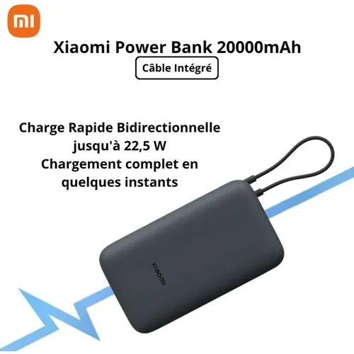 Power bank XIAOMI 20000mAh 22.5watt avec câble intégré - 2