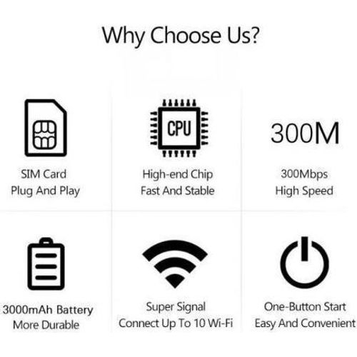 Routeur WiFi 4G Lte portable sans fil 300Mbps 3000mAh - 3