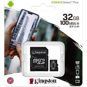Carte mémoire Kingston Canvas Select Plus 32 Go MicroSDHC UHS-I Classe 10