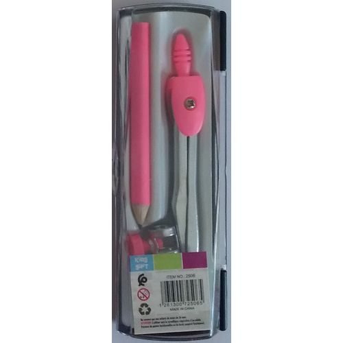 Compas Kinggift avec crayon - Rose