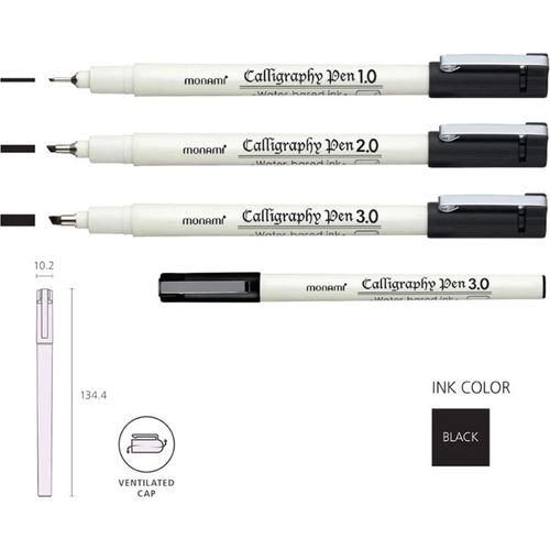 قلم الخط Monami 1.0 مم- أسود  - 2