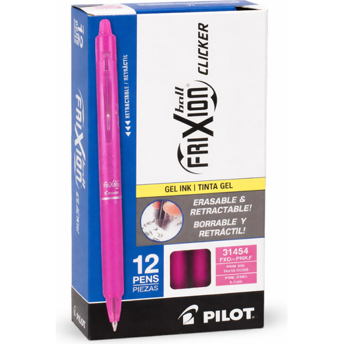 Stylos Effaçables Pilot FriXion Clicker 0.7 Rose- Pack de 12 