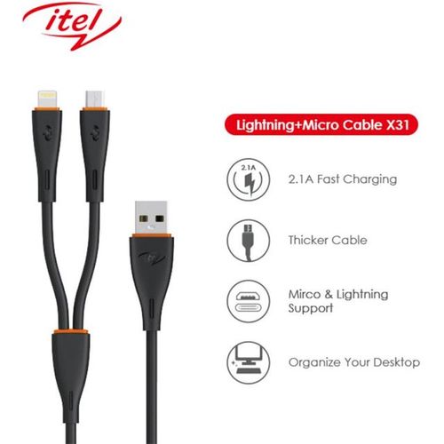 CABLE USB itel ICD-X31 1M 2in1