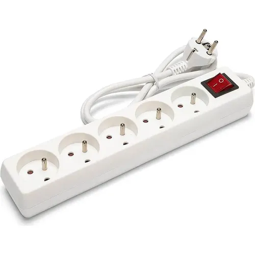 Ingelec Rallonge Multi-Prises - 5 Ports 2P+Terre 1.5m - Blanc