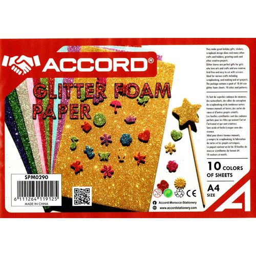 Papier Mousse Brillants ACCORD 10 Feuilles Format A4