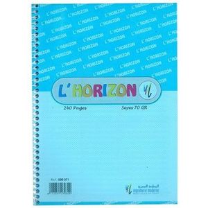 Cahier L'HORIZON 240p plastifié spirale Grand Format 70g Petits Carreaux