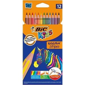 Crayons de couleurs BIC Kids EVOLUTION Stripes 12 couleurs longues
