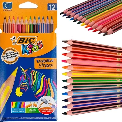 Crayons de couleurs BIC Kids EVOLUTION Stripes 12 couleurs longues - 2
