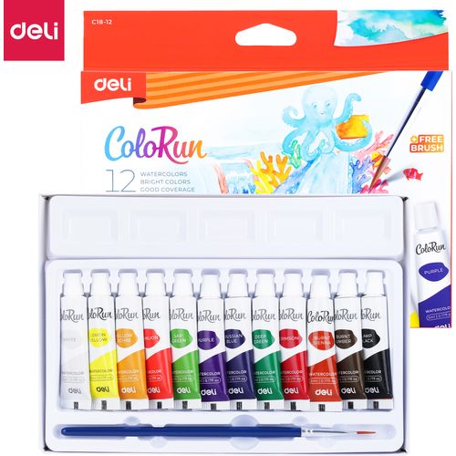 Deli ColoRun 12 Watercolor + un pinceau
