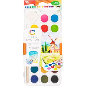 Deli Color Emotion peinture à eau 21 couleurs + 1 pinceau