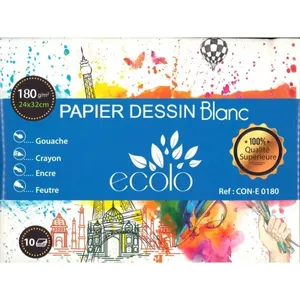 Papier dessin Ecolo 10 feuilles blanches