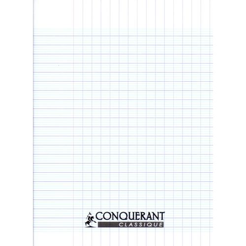 Cahier CONQUERANT 96p piqué Petit Format 90g Grand Carreaux-blanc