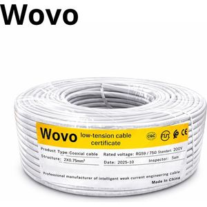 Cable Coaxial Haute qualité certifié WOVO - Longueur : 200 mètres