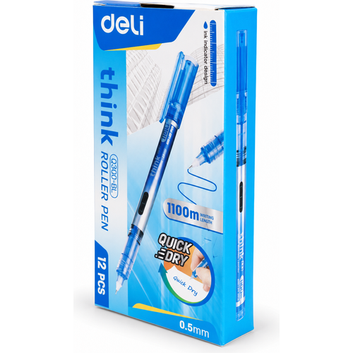 Stylo roller Deli Think Q300-BL 0.5 mm pack de 12pcs