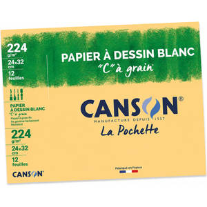 Canson “C” Grain Drawing Paper 224gsm 24x32 cm – 12 Sheets Pad for Professional Art Drawing