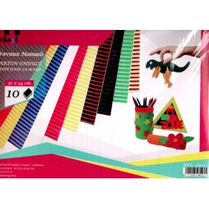 Papier carton ondulé M SCHOOL 32x24 10 feuilles colorées