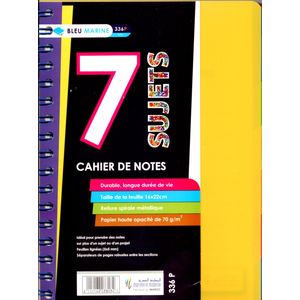 Cahier de Notes 7 Sujets A5 BLEU MARINE 336p 5x5