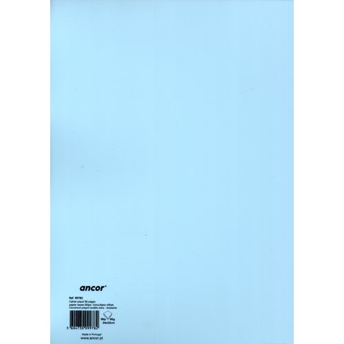 Cahier 96 صفحة مدبب الزوايا بحجم 24x32 سم وورق 90 جرام بمربعات كبيرة - اللون السماوي - 2