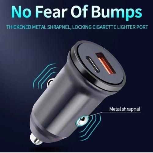 *** Chargeur de voiture Allume Cigare 20W, Sortie USB et Type-C + Cable type C - 2