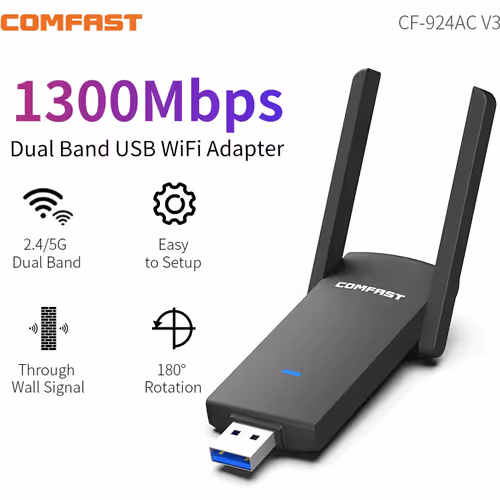 COMFAST Clé WiFi 1300 Mbps Dual Band Wireless Adapter
