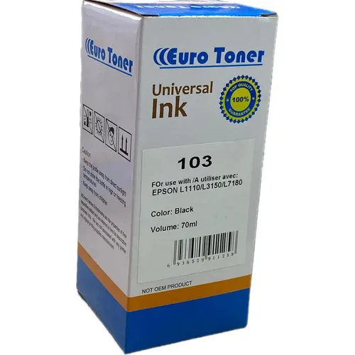 Epson 103 Bk Noir- Bouteille d'encre compatible EuroToner