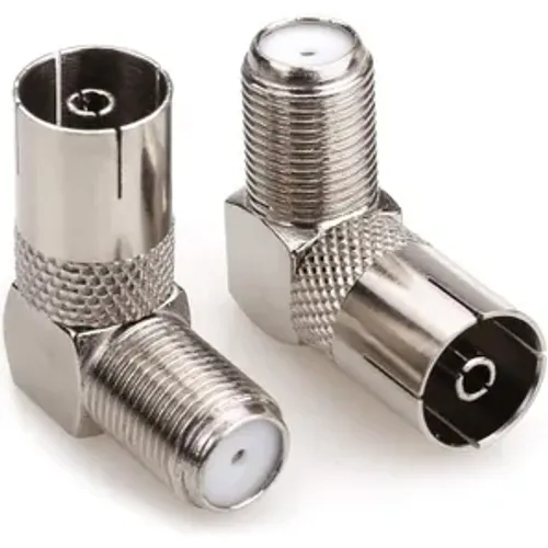 Fiche mâle/Femelle coudée 9.52 mm D-HOME - métal - Connecteurs Splitters Fiches Prises Adaptateurs Coaxiaux pour Antenne TV