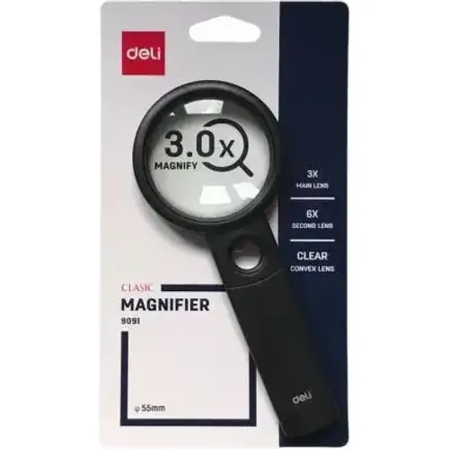 Loupe DELI 9091 double lentille 55mm x3 + x6
