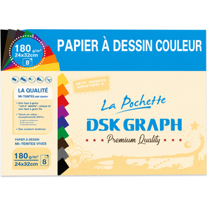 Drawing paper DSK GRAPH 8 sheets colors 180g/m² 24x32 cm