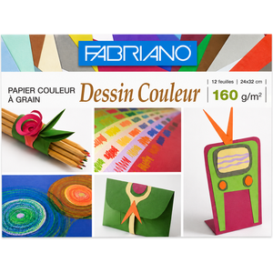Fabriano Colored Drawing Paper 160gsm 24x32 cm – 12 Sheets Grain Paper
