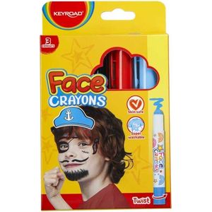 Keyroad 3 Face Crayon (Noir, Rouge, Bleu-ciel)