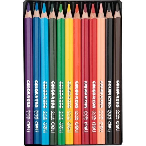 ألوان قلم الرصاص DELI COLOR KIDS 12 لونًا + مبراة - Jumbo شكل مثلث - 2
