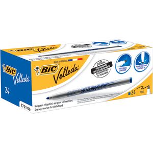 Marqueur BIC Velleda pointe fine - Bleu - pack de 24 pcs
