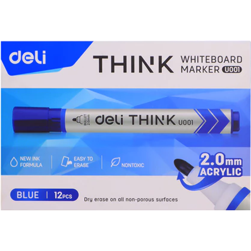 Marqueur DELI THINK U001 Bleu- PACK DE 12