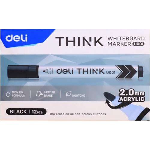 Marqueur DELI THINK U001 Noir - PACK DE 12