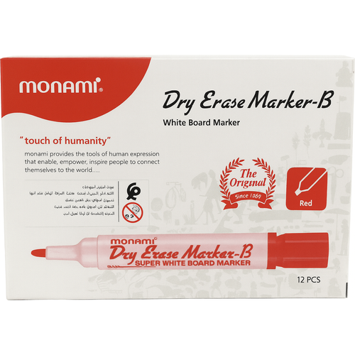 Marqueur Dry Erase  MONAMI NOIR pack 12 pcs