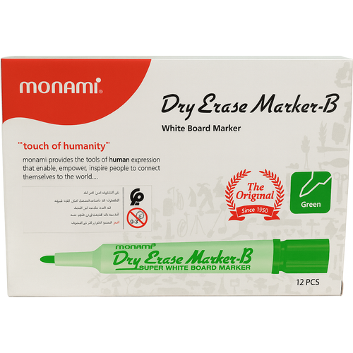 Boite 12 Marqueur effaçable pour Tableau MONAMI VERT