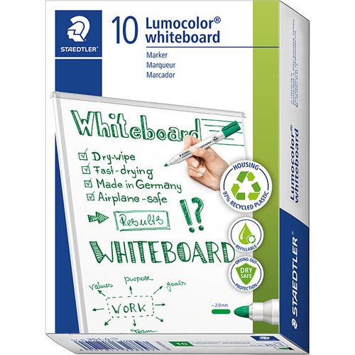 Marqueur Whiteboard Staedtler Lumocolor 351 Vert pack 10pcs