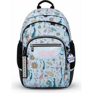 Woot Light Blue Fantasy Pattern School Backpack