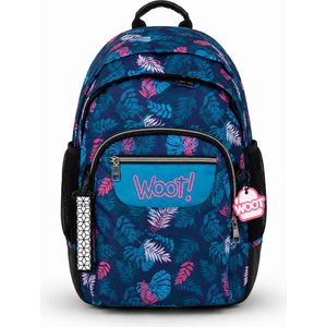 Woot Navy Blue and Pink Tropical School Backpack