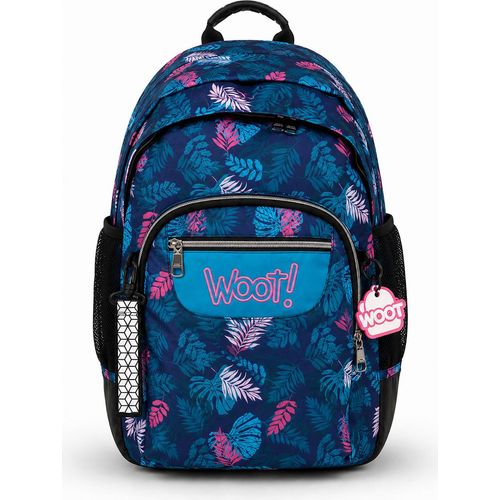 Woot Navy Blue and Pink Tropical School Backpack